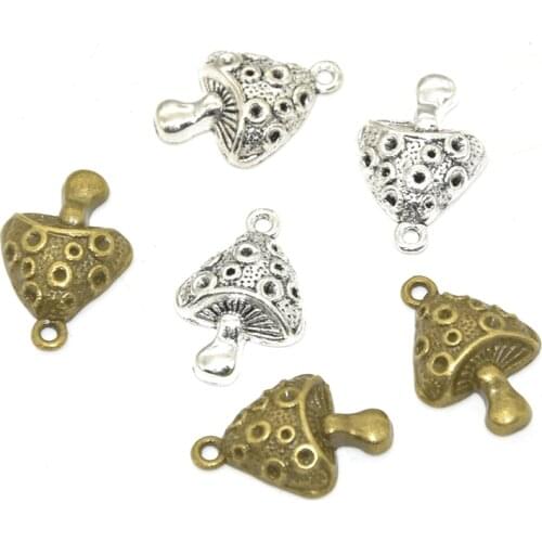 20pcs Fashion Alloy Mushroom charms for DIY handmade Jewelry Pendant earrings Making 21*18mm