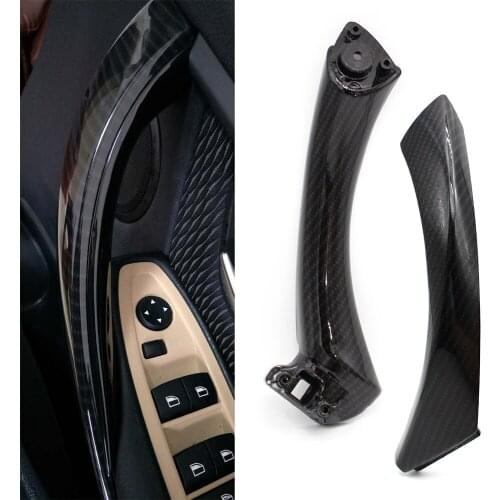 Car Carbon Fiber Style Interior Door Handles / Door Panel Handle Pull Trim Cover For BMW 3 Series E90 E91 325 330 318 2004-2012