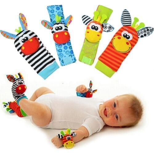Baby Rattles Toys Plush Foot Socks Watch Wrist Strap Babies Newborn Soft Children Infant Educational Mobile Musical Toys