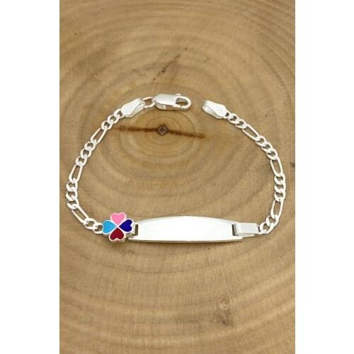 Child Bracelet Colorful Clover 925 Silver Imprint Wristband