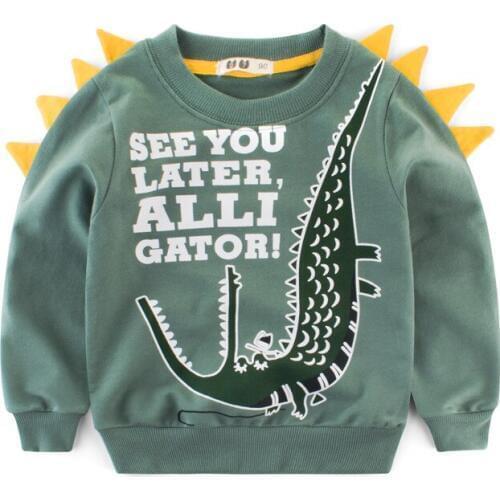 Children Autumn Sweater Clothing Long Sleeve Cartoon Clothes Set Baby Boy Cute Dinosaur Tops Cotton Round Neck Sweatshirt Outfit