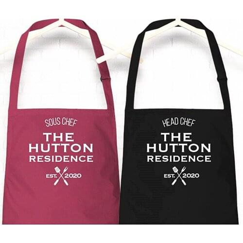 Custom old partner BBQ apron,Personalised head chef and sous chef aprons with est date,Funny Grill Christmas gift,Kitchen baking
