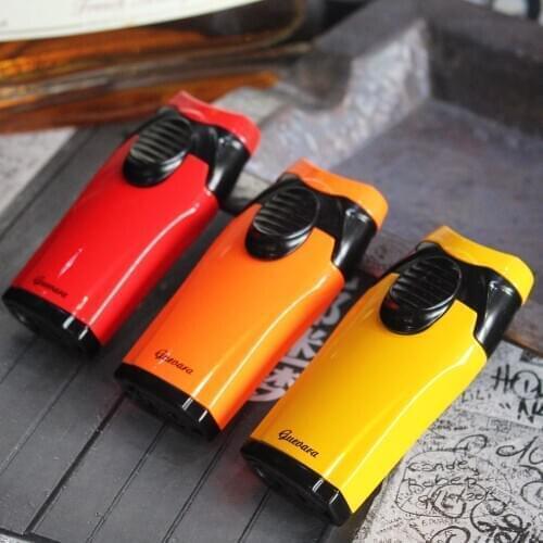 Guevara Torch Lighter 2 Jet Butane Refillable Fluid Protable Windproof Cigar Lighter for BBQ Fireworks for Cooking