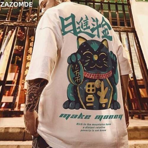 ZAZOMDE Mens tshirt Cotton Summer Chinese style Cool Unisex half Sleeve t shirt Funny Printed Streetwear Plus size T-shirt man