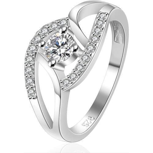 Geometric Zircon Ring Silver plated color Rings For Women Jewelry jewellery Anel feminino Anillos mujer Aneis Bague femme A225