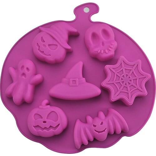 Hot Halloween Style Silicone Cake Molds 3D Skull Pumpkin Ghost Bat Shaped Cookies Chocolate Ice Making Moulds Cake Baking Tools