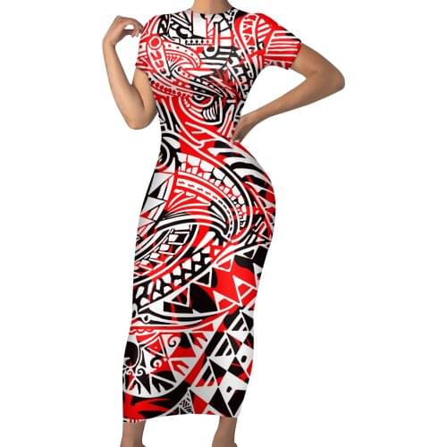 HYCOOL Beautiful African Bodycon Dress Church Women Clothing Dress Long Casual Floral Samoa Polynesian Summer Print Elegant Work