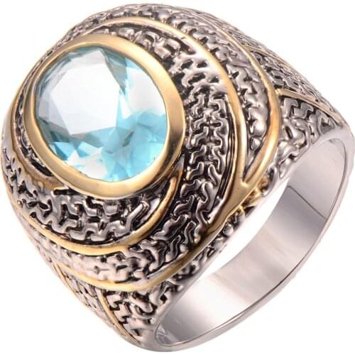 Simulated Aquamarine 925 Sterling Silver Ring Fashion Ring Size 6 7 8 9 10 F1244