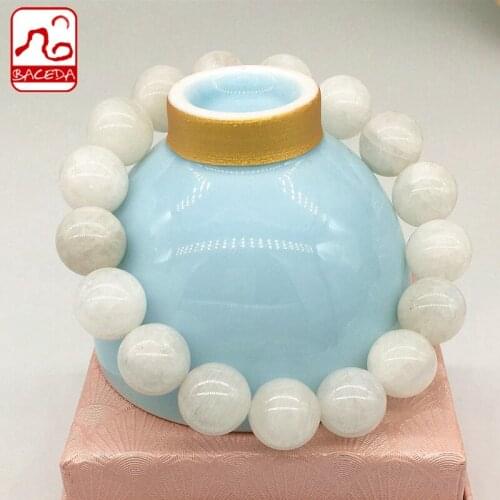 Baceda June Birthstone lovers stone bring healthy and calm Natural Moon Stone Bracelet for Girls Gift Pure Natural Stone