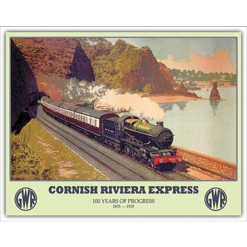 Cornish Rivera Express Cornwall Railway Theme Metal Tin Signs 8x12 Inch Wall Decor Sign