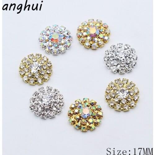 10Pcs17MM Round Rhinestone Crystal Buttons, Scrapbook Embellishment Crafts DIY Handmade Jewelry Accessories