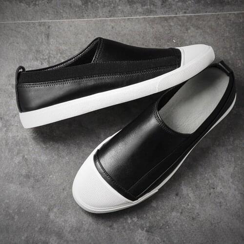 Mens Round Toe Match Colors Genuine Leather Low Top Sneaker Loafer Casual Shoes Slip On Motorcycle 3Colors L008