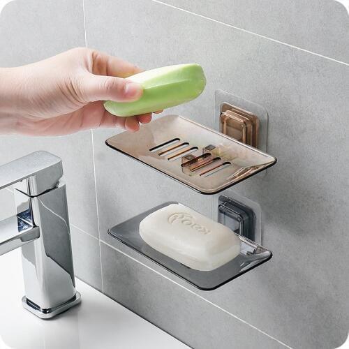 Soap Dishes Bathroom Shower Soap Box Dish Storage Plate Bathroom Organizer Wall Mounted Storage Rack Kitchen Hanging Shelf