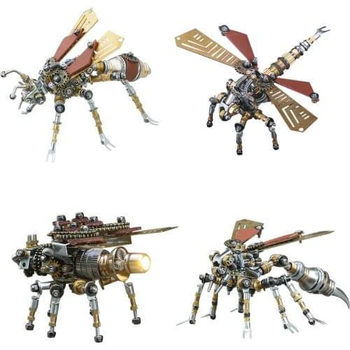 265Pcs Metal Insect Puzzle Model Kit 3D DIY Mechanical Assembly Assemble Models - Fire Fly / Dragonfly / Wasp / Termite