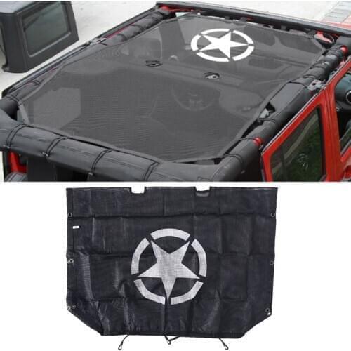 Fit for Jeep Wrangler JK 4Door Five Star Roof Mesh Sunshade Top Cover UV Protection
