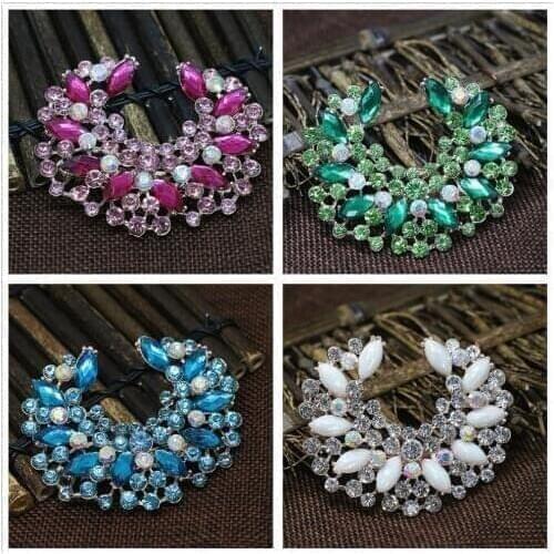 Charms rose gold-color big moon crystal brooch noble rhinestone pins for women elegant jewelry W