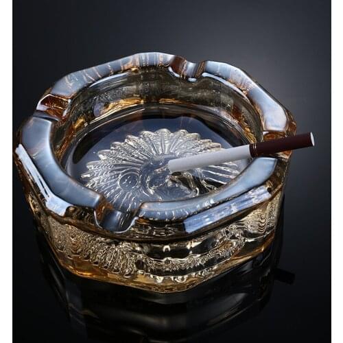 Crystal Glass Portable Cigar Ashtray For Office Living Room Clubhouse KTV Useful Luxurious Creative Home Furnishing Ornament
