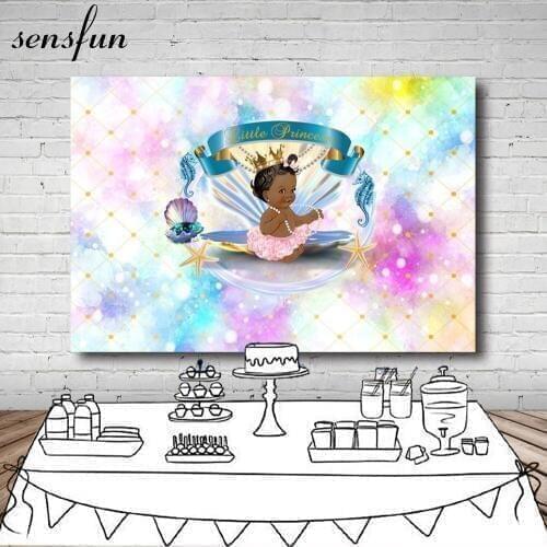 Sensfun Shiny Bokeh Watercolor Baby Shower Photography Backdrop Customized Girls 1st Birthday Party Backgrounds 7x5FT Vinyl