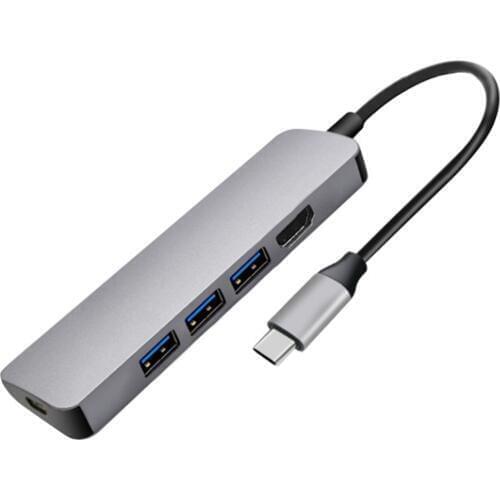YMY 5 IN 1 USB C Hub Space Grey Aluminum alloy USB Type C to 4K HDMI, 3 USB3.0 and PD Charging Port Compatible with Macbook Pro