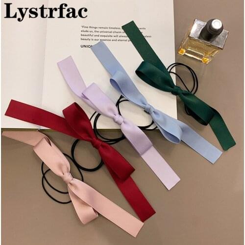Lystrfac New Solid Color Slik Ribbon Hair Rope Hair Scrunchie Women Rubber Bands Elastic Hair Bands Hair Tie Hair Accessories