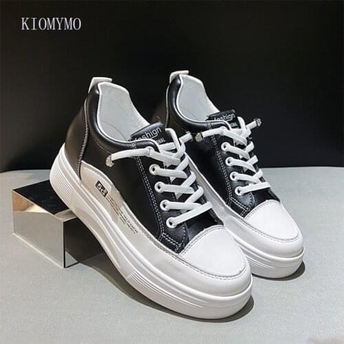 Inner Increase White Shoes Women Leather 2021 Korean Version Of The New Thick Bottom Breathable Shallow Mouth Womens Shoes