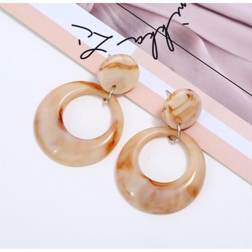 Fashion Statement Earrings Za Big Round Circle Resin Acrylic Acetate Dangle Drop Earring for Women Ethnic Jewelry