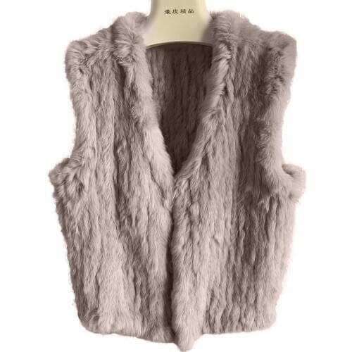 Rabbit fur vest women 's V-neck collar knit handmake genuine fur coat female casual fur vest 2020 new