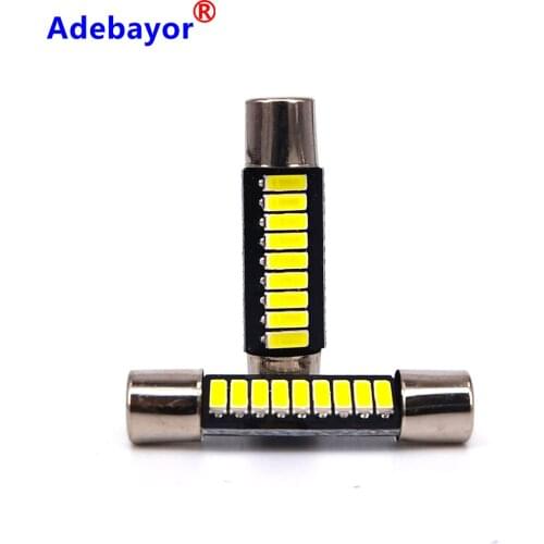 100pcs 28mm 31mm 9 SMD 4014 LED Lamp Bulb For Car Interior Sun Visor Vanity Mirror Fuse Light Pure White 12V car-styling