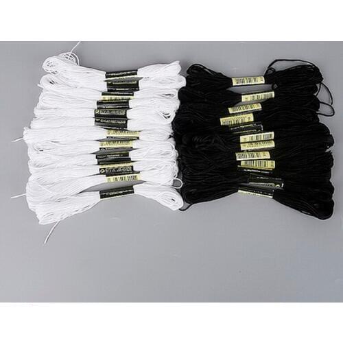 24 pcs White Black Embroidery Floss Cross Stitch Cotton Embroidery Thread Floss Sewing Skeins DIY Homemade Craft Accessories