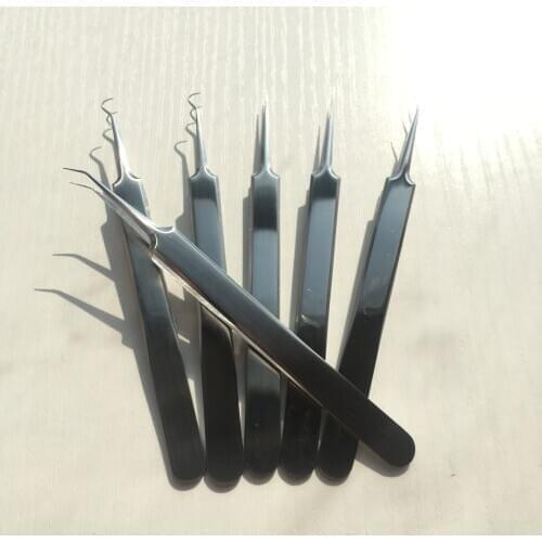 3 Pcs Top Quality Stainless Acne Blemish Blackhead Remove Tweezer Eyebrow Clip Needle Curved Tweezers Pimple Extractor