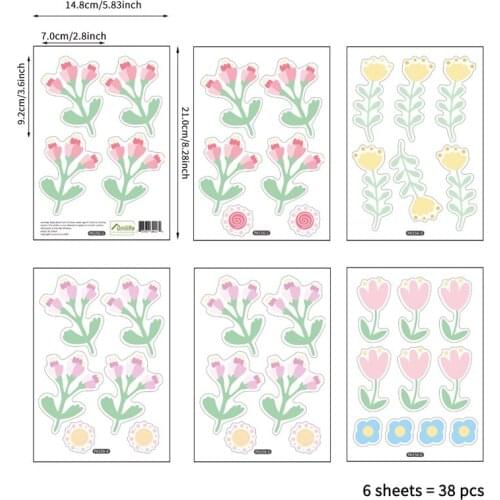 38pcs/set Beautiful Flowers Wall Stickers for Kids Room Living Room Bedroom Home Decoration DIY Art PVC Vinyl Decals