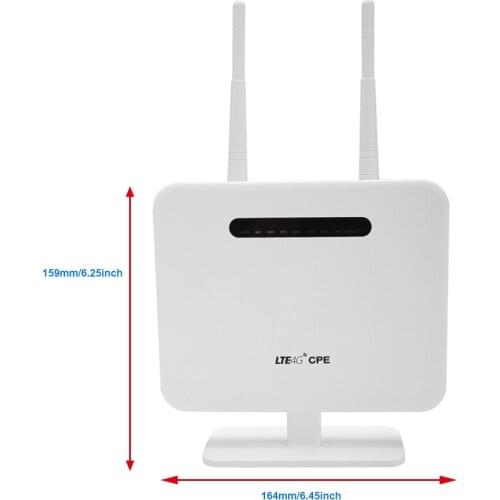 4G LTE CPE WIFI Wireless Router 300Mbps WIFI Repeater Support SIM Card 1*WAN 3*LAN Port EU Plug(Supply By DC5V 2A/ USB 5V 2A)