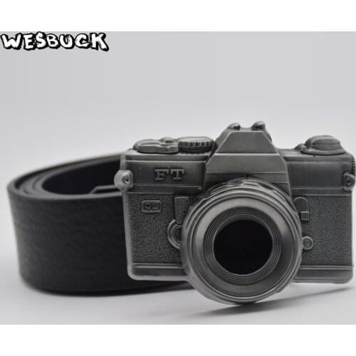 5 PCS MOQ WesBuck Brand Buckles Hot Sale Men Camera Belt Buckle Zinc Alloy belt buckle Fashion pewter finish Buckle With PU Belt
