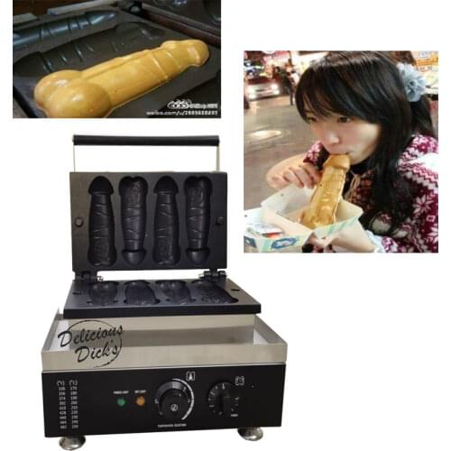 Free shipping Electric waffle mold penis shaped waffle maker Big cock waffle machine fun man sexy 3 penis waffle machine