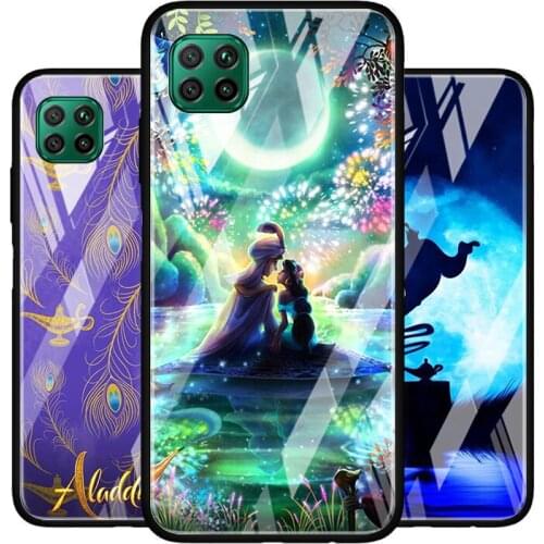 Aladdin Jasmine Princess Tempered Glass Cover For Huawei P40 P30 P20 P10 P Smart Z Pro Plus Lite 2020 2021 Phone Case