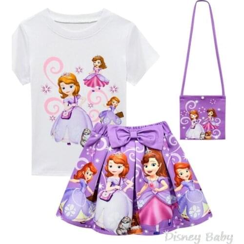 Children Clothes Summer Kids Girls Clothes Sofia T-Shirt+Tutu Skirt 2pcs Baby Girls Sport Suit Toddler Girls Clothing Sets