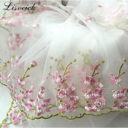 Bilateral symmetrical organza lace jacquard embroidery fabric new dress tutu handmade diy accessories fabric 50x130cm