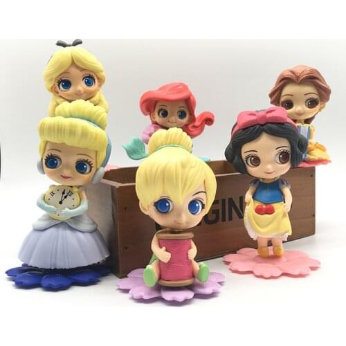 Disney Princess Figure Doll Toys Mermaid Alice Cinderella Alice Belle Action Figure Dolls Toy Cute Model Toys Gifts for Kids