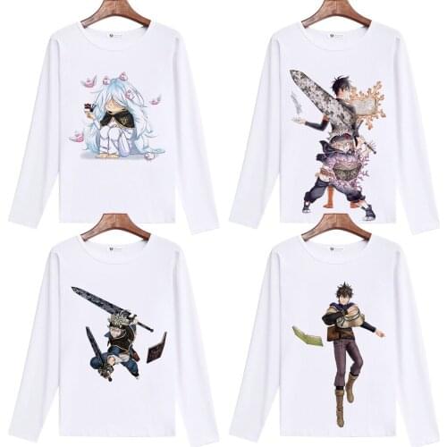Black Clover Cosplay T Shirt Asta Yuno Grinbellor Cartoon Print Long Sleeves T-Shirt Anime Casual Top Tee tshirt Costume