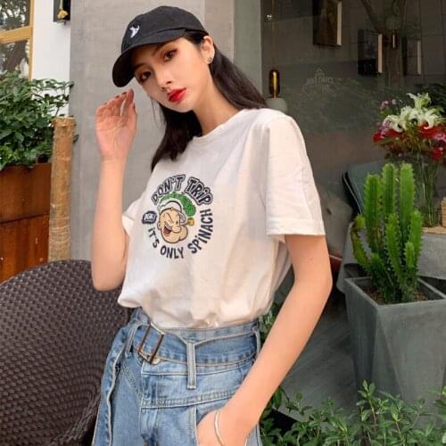 Personalized Printed Womens Short-sleeved T-shirt 2021 Summer New Wild Loose Version of The T-shirt Womens Half-sleeved Top