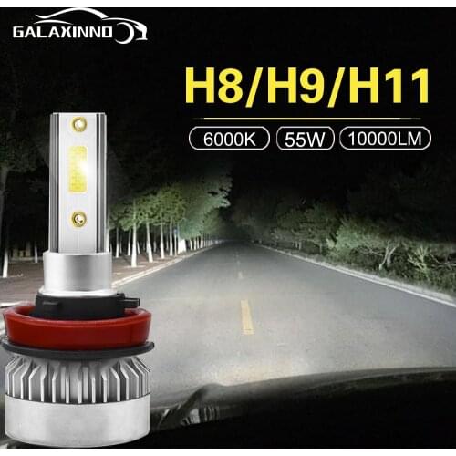 H8 H9 H11 Auto Headlamps 6000K 55W 12V LED Car Lights 20000LM Super Bright Waterproof Headlight Bulb Aluminum Body