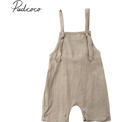 2018 Brand New Toddler Infant Newborn Kid Boy Girl Bib Pants Romper Jumpsuit Playsuit Outfit Solid Summer Clothes Wholesale 0-3T
