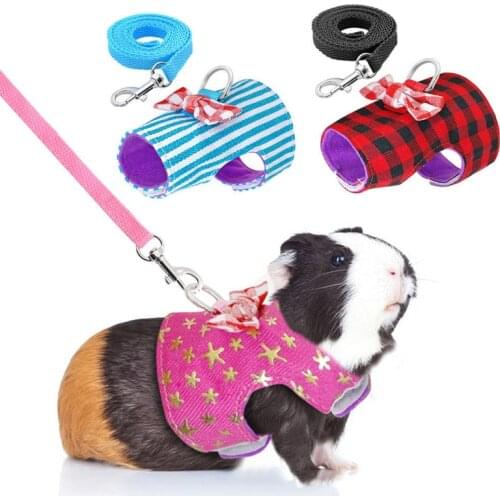 Small Pet Hamster Harness and Leash Set Rabbit Bow Vest Ferret Guinea Pig Kitten Cute Clothes Pet Supplies Cage Accessories