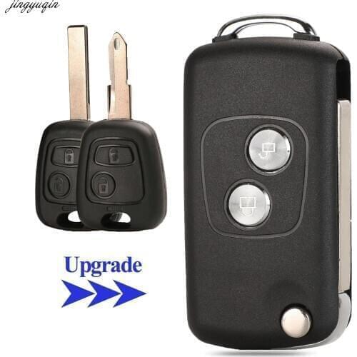 Jingyuqin Remote Car Flip Key Shell Modified For Citroen C1 C2 C3 C4 Picasso Xsara Peugeot 206 306 307 107 207 407 Partner 2BTN