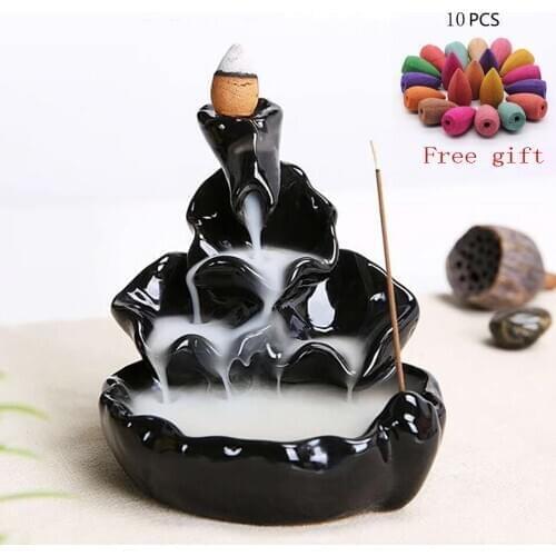 Hot Creative Tower Incense Ceramic Burner Fragrance Holder Backflow Censer Creative Aromatherapy Smoke Reflux Incense burner