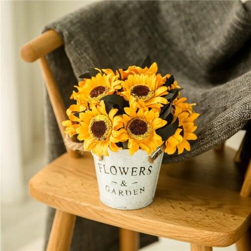 Small Metal Buckets 6pcs Potted Home Craft Ornaments Small Iron Barrel Tinplate Mini Bucket 3.14*4.3*3.93 Inch Hot Sale