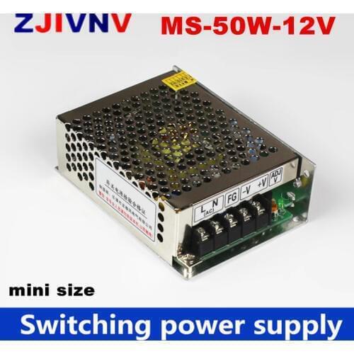 12V 4.2A 50W Mini size LED Switching Power Supply Transformer 110-264V AC to DC 12V output for LED Strip light /CCTV (MS-50-12)