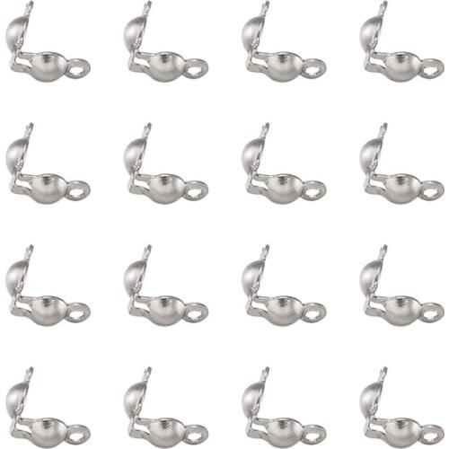 200pcs 304 Stainless Steel Bead Tips, Calotte Ends, Clamshell Knot Cover for Jewelry Making 5x3mm Inner Diameter 3mm
