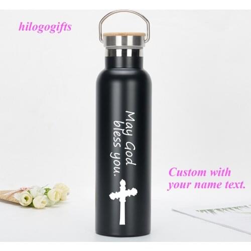 NEW Water bottle with Hook for boys Thermo cup for coffee Bicycle bottle custom with your own Name Text 500ml Child bottle
