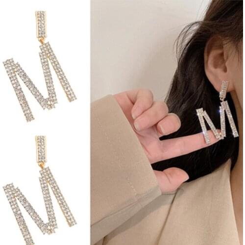 2020 New Womens Earrings M shape Letters Drop Earrings for Women Bijoux Korean boucle Girls Gift Jewelry